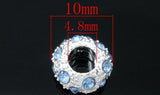 100pcs Silver Plated Rhinestone Spacers 10x6mm