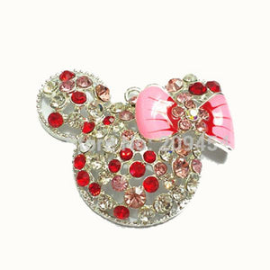 10pcs Minnie Rhinestone Pendants 48mm*38mm Design