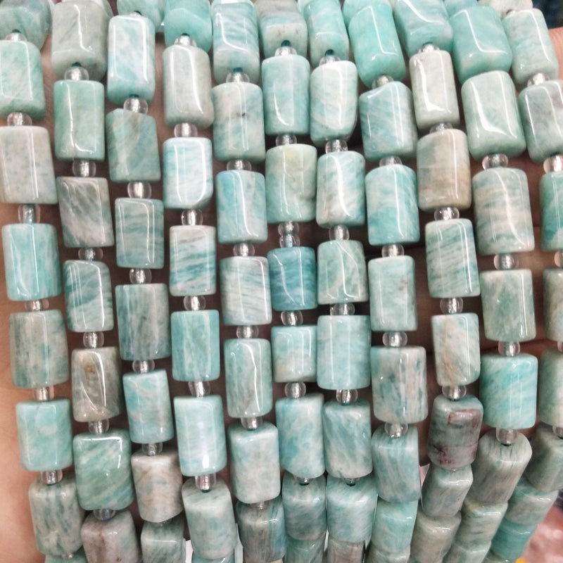 Faceted Amazonite Beads Cylinder Spacer For Jewelry DIY