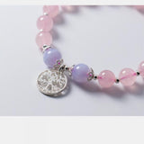 S925 Sterling Silver Sweet Pink Strawberry Crystal Beads Bracelet