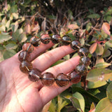 Fengbaowu Smoky Quartz Bracelet 128 Facets Crystal Healing Stone Jewelry Gift