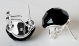 Sterling Silver Faceted Stone Inlay Stud Earrings