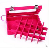 24 Grid Velvet Glass Jewelry Ring Display Organizer Box Earrings Storage Case