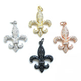 5Pcs CZ Pave Fleur-de-lis Charms for Jewelry Making