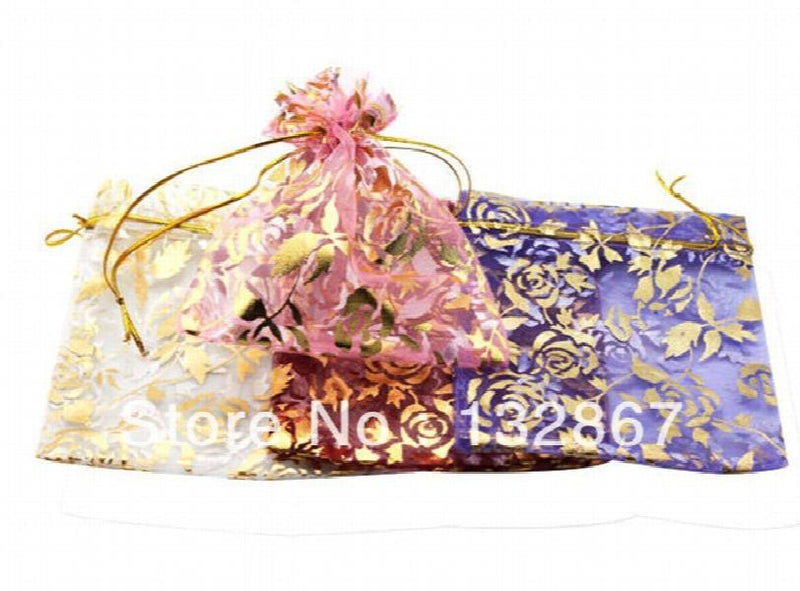 200x Organza Jewelry Pouches Gift Bags Wedding DIY 9.4*12cm