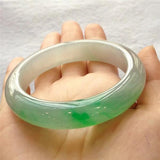 Zheru Jewelry Natural Burmese Jade Two-tone 54-62mm Light Green Bracelet