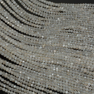 Natural Grey Moonstone Faceted Round Beads 3mm