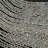 Natural Grey Moonstone Faceted Round Beads 3mm