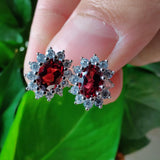 Agate Gemstone Stud Earrings 925 Silver Weeding Jewelry