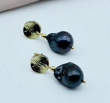 Baroque Vintage Round Natural Pearl Earrings Sterling Silver Hook