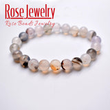 Agates Bracelets 8mm Natural Stone Flowers Beads