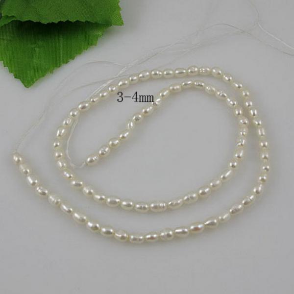 Rice AA Freshwater Pearl 3-4MM Full Strand DIY Necklace Bracelet Earring