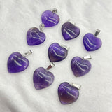 20mm Quartz Crystal Amethyst Heart Pendants 30pcs