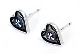 925 Sterling Silver Cross Heart Stud Earrings - Antique Jewelry