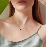 18k Red Agate Heart Pendant Necklace for Women AU750 Jewelry
