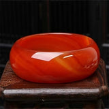Zheru Jewelry Natural Agate Chalcedony Red Bracelet 54-64mm