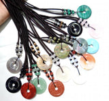 Mixed Natural Stone Quartz Crystal Donut Charm Pendant