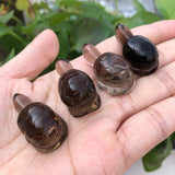 Natural Smoky Quartz Amethyst Turtle Carved Animal Healing Stone