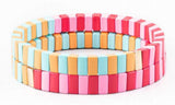 Rainbow Elastic Enamel Tile Bracelets Metal Bohemian Pulseras Women Jewelry