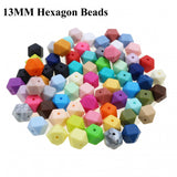 100pcs Hexagon Silicone Beads 13mm Baby Teether Necklace Chew Beads