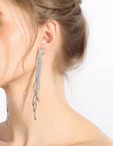 Natural Stone Water Ripple Tassel Zircon Earrings