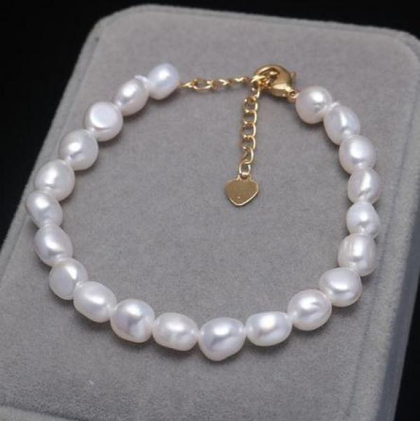 Baroque Freshwater Pearl Bracelet in Pink Lavender