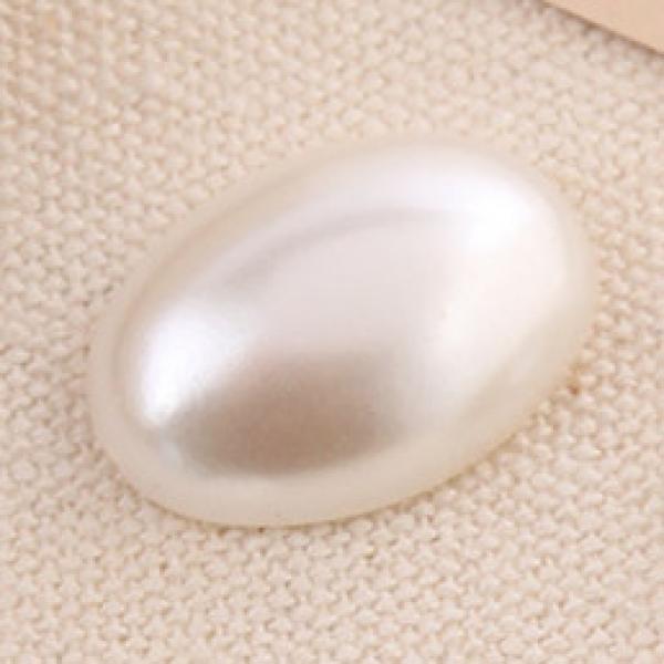 Simulated Pearl 13*18mm/18*25mm Oval Half Cut Faux Pearl Beige/White Bead