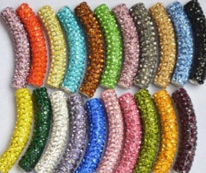 20pcs 10*45cm Mixed Disco Pave DIY Tube Beads Crystal Bracelet Necklace