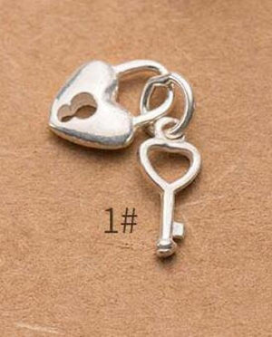 Vintage Key And Lock 925 Sterling Silver Charms DIY Jewelry Making