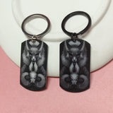 Tiny Bunny Steel Keychain Military Plate Custom Pattern Key Ring for Men