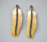 Feather Shell Pendant with Zircon Paved Crystal