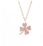 925 Silver Necklace Rose Clavicle Zircon Pendant Women Jewelry