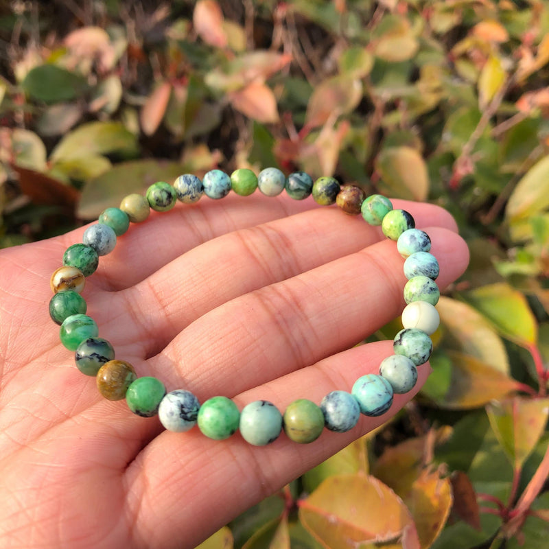 Natural Variscite Bracelet Round Bead Crystal Quartz Healing Stone Women Jewelry