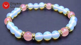 Qingmos Opal & Red Jade 3 Strands Bracelet 8''