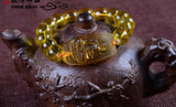 Natural Topaz Buddha Lucky Amulet Round Beads Bracelet Jewelry