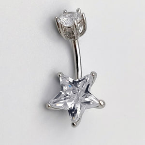 925 Silver Belly Button Ring Star CZ 14G Navel Piercing Jewelry Gift Women