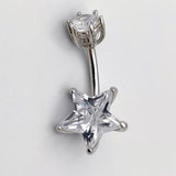 925 Silver Belly Button Ring Star CZ 14G Navel Piercing Jewelry Gift Women