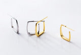 925 Silver Geometric Square Stud Earrings C-1399