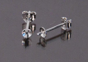 5 Pairs Sterling Silver 3mm Cup w/Peg & 12mm Long with Ear Nuts Silver Jewelry