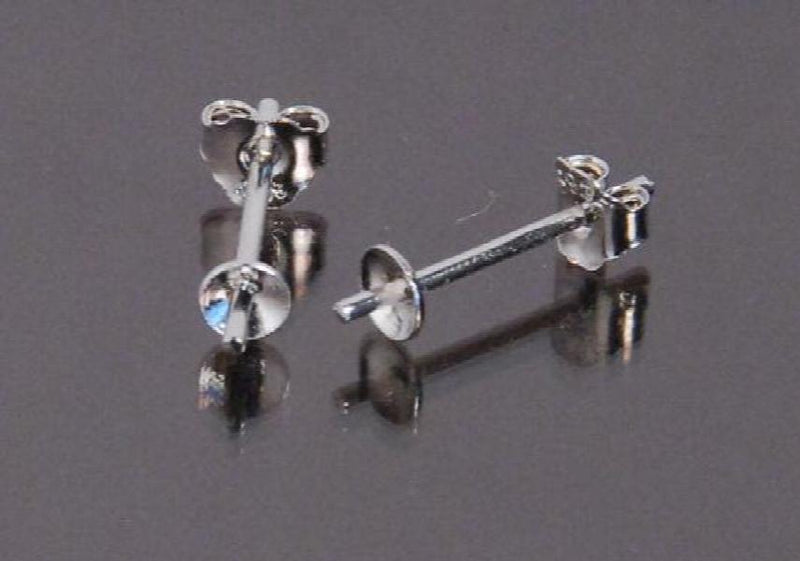 5 Pairs Sterling Silver 3mm Cup w/Peg & 12mm Long with Ear Nuts Silver Jewelry