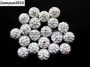 10mm Clear Top Czech Crystal Rhinestones Pave Clay Round Disco Ball Spacer Beads