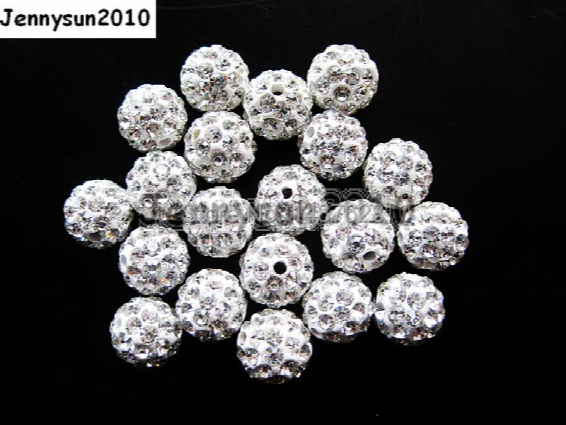 10mm Clear Top Czech Crystal Rhinestones Pave Clay Round Disco Ball Spacer Beads