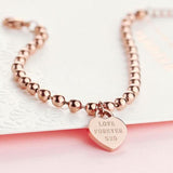Buddha Beads Bracelet Heart Jewelry Titanium Steel Valentine Gift