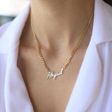 Spices Handwriting Jewelry Signature Pendant Collier Female Vertical Personality