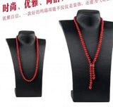 Hand Knotted Natural Green Red Stone Beads Necklace