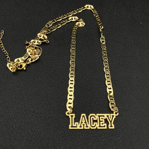 Stainless Steel Flat Chain Necklace Name Choker Pendant