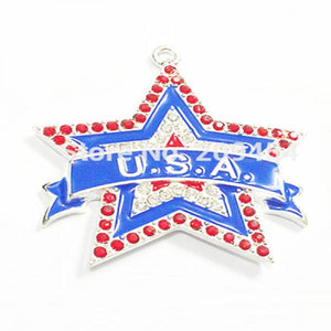 10pcs 4th Of July/USA Star Rhinestone Pendants For Kids Necklace
