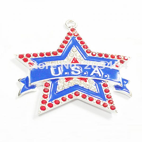 10pcs 4th Of July/USA Star Rhinestone Pendants For Kids Necklace