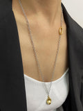Peri'sbox Long Necklace with Oval Circle Baroque Pendant