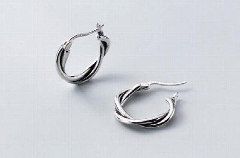 925 Sterling Silver Braid Roped Hoop Earrings GTLE2588